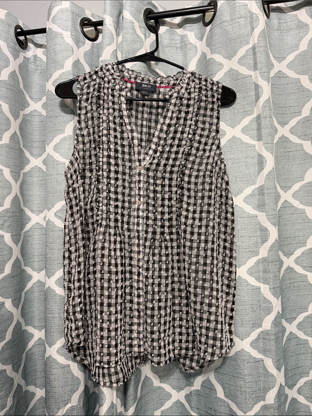 Maeve by Anthropology Black & White Gingham Sleeveless Top